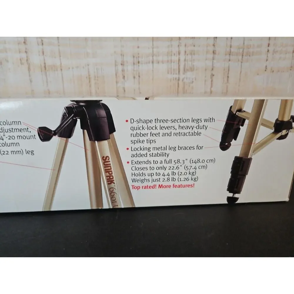 Sunpak‎ 620-080 Tripod w/3-Way Pan Head Folded 20.8